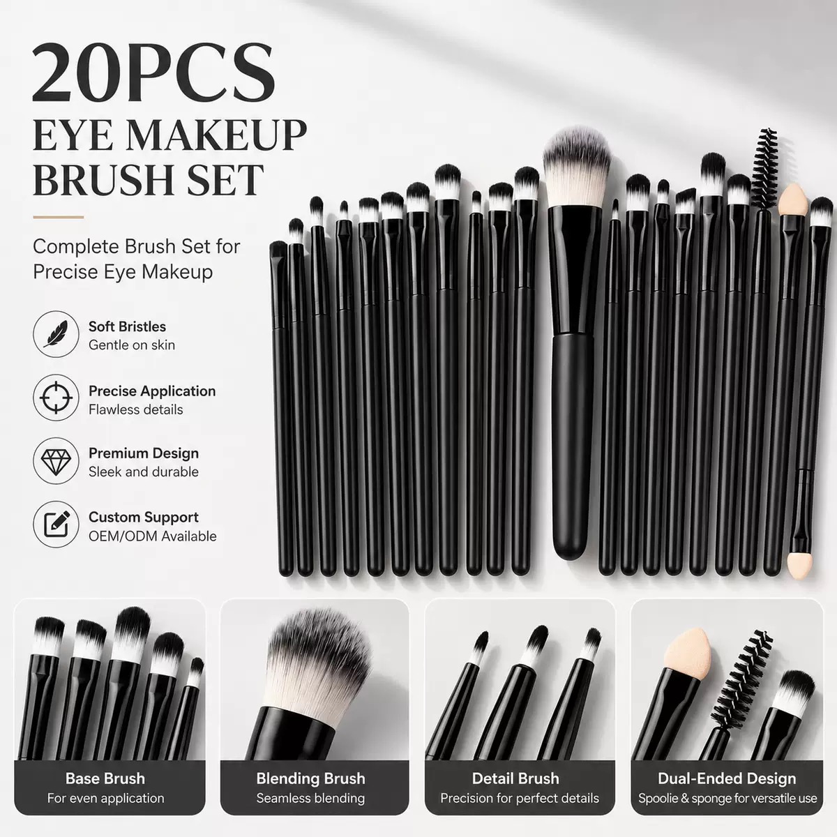 Group Head Brush - Conjunto de 20 Pincéis de Maquiagem