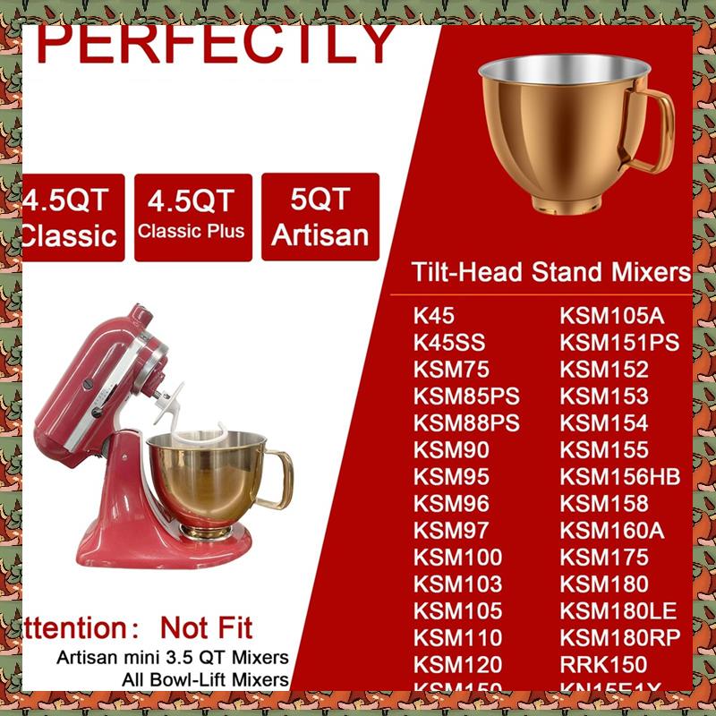 Kitchenaid Mixer Artisan 5Qt - Tigela misturadora de aço inoxidável ABLQ